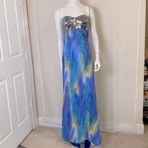 Flip Blue Print Evening gown Prom Dress Formal Dress Size 14